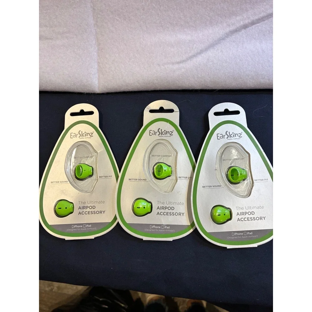 3 Pack EarSkinz Apple AirPods Covers Lime Green Silicone Earbud Accessories ES3